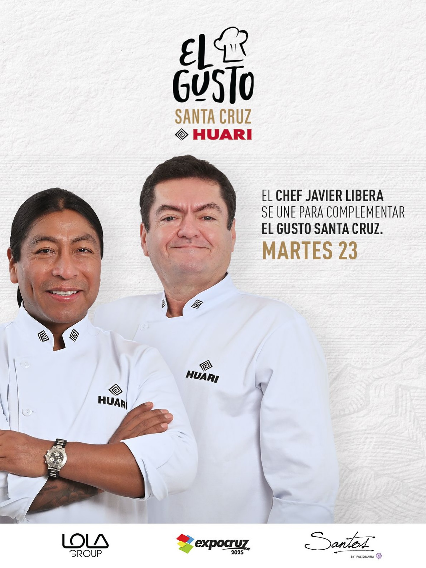¡Solo por esta noche!
Hoy, en El Gusto Santa Cruz - Huari, se unen dos talentos gastronómicos excepcionales: el Chef Santos Coaquira y Javier “Gato” Libera de El Aljibe.
Una colaboración única, solo por 1 noche, para rendir homenaje a Santa Cruz con sabores que no se repiten y el maridaje perfecto con Huari, la cerveza premium boliviana. 🍻
Además, la serenata a Santa Cruz estará acompañada por los Hermanos Barbery, poniendo música a esta velada inolvidable.
¡La invitación ya está hecha! No te lo podés perder. 🍻
#Huari #ElGusto #Expocruz2025 #SantaCruz #CollabÚnica