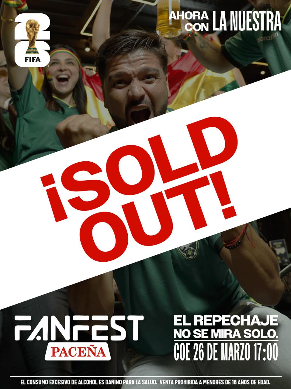 SOLD OUT ¡Entradas agotadas! 🇧🇴💚

Gracias por ser parte de esta locura.
La hinchada respondió… ahora toca vivir el repechaje y alentar a la verde como se debe ⚽🔥

¡Nos vemos en el COE, OPEN DOORS desde las 17:00!